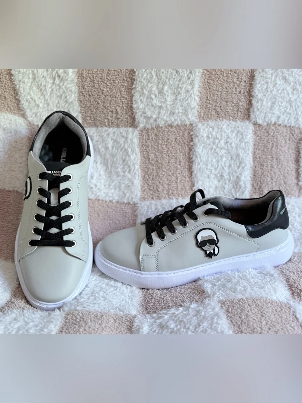 Karl Lagerfeld Paris Leather Sneakers | Logo Lace-Up Designer Shoes [NWOT]